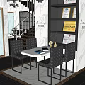 Modern Retail Store Interior With Glass Doors Display Shelves And Dining Area