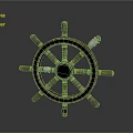 Vintage Wooden Ship Wheel With Rustic Spokes On Dark Background 3d model