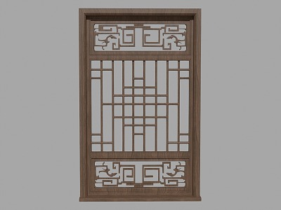 Chinese-style flower-cut window 3d model