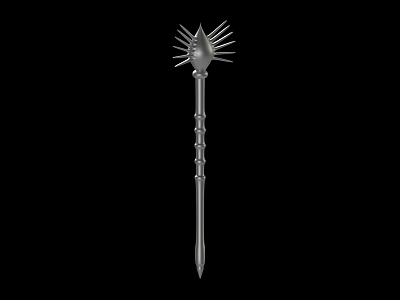 Spiked Top Long Metal Handle Weapon With Decorative Spikes And Pointed Sharp End 3d model