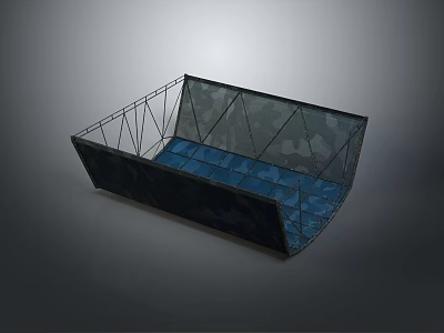 Black Metal Frame Equipment With Blue Padding Interior Container Design 3d model