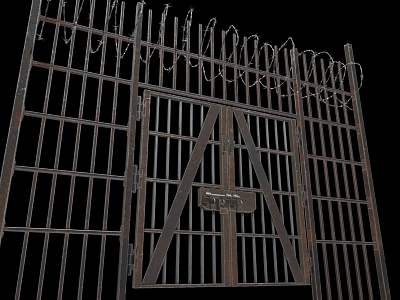 Door Iron Door Metal Door Double Door Iron Frame Door 3d model