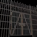 Iron Security Gate Featuring Grill Structure Lock And Spiked Top Design 3d model