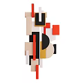 Modern Abstract Wall Decor With Geometric Shapes In Red Black Beige And Yellow