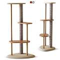 Stylish Cat Scratching Post With Wooden Stand Rope Wrapped Poles and Platforms Stable Base