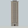 Tall Modern High Rise Building Facade With Regular Windows Decorative Top And Base 3d model