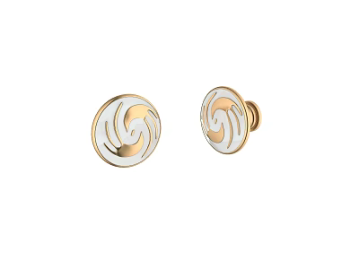 Circular Cabinet Handles With Golden Border White Body And Spiral Pattern Design 3d model