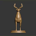 Golden Deer Statue With Polished Base For Home Decorative Ornament