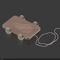 Wooden Pull Toy With Four Wheels And String Handle For Children Play Time