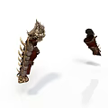 Ornate Gauntlet Weapons with Metallic Spikes Leather Accents and Intricate Design Patterns