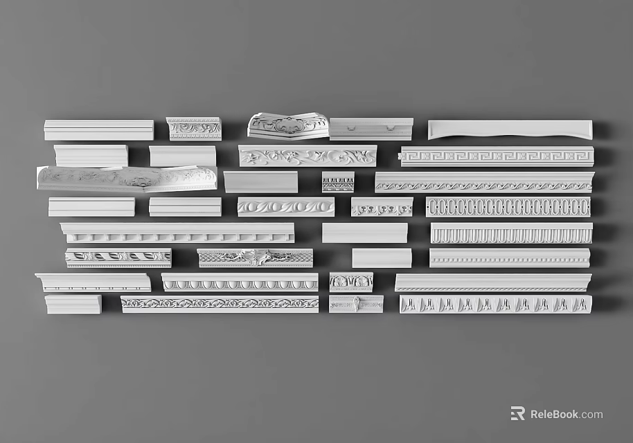 Various Gypsum Moulding Designs with Intricate Patterns for Home Interior Decoration 3d model 