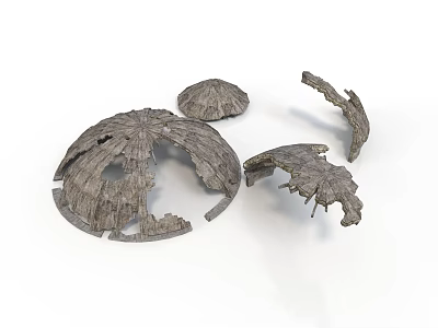 Realistic Style Damaged Dome Damaged Dome Broken Dome Ancient Architectural Components Stone Dome Debris Architectural Ruin Components Chinese Ancient Architecture 3d model