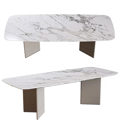 Modern Minimalist Dining Table With Elegant White Marble Tabletop And Sleek Supportive Leg Design 3d model