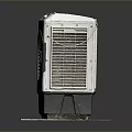 White and Gray Evaporative Air Cooler Electronic Appliance With Control Panel And Fan Grille