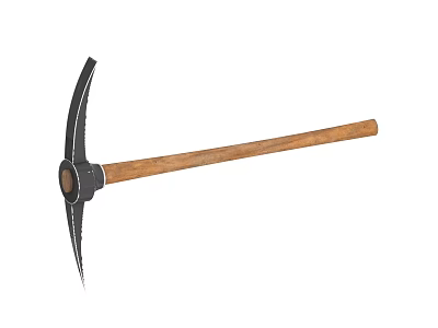 Sturdy Multipurpose Hardware Tools Pickaxe with Metal Head and Wooden Handle 3d model