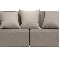 Gray Fabric Double Sofa With Multiple Soft Pillows And Wooden Legs 3d model