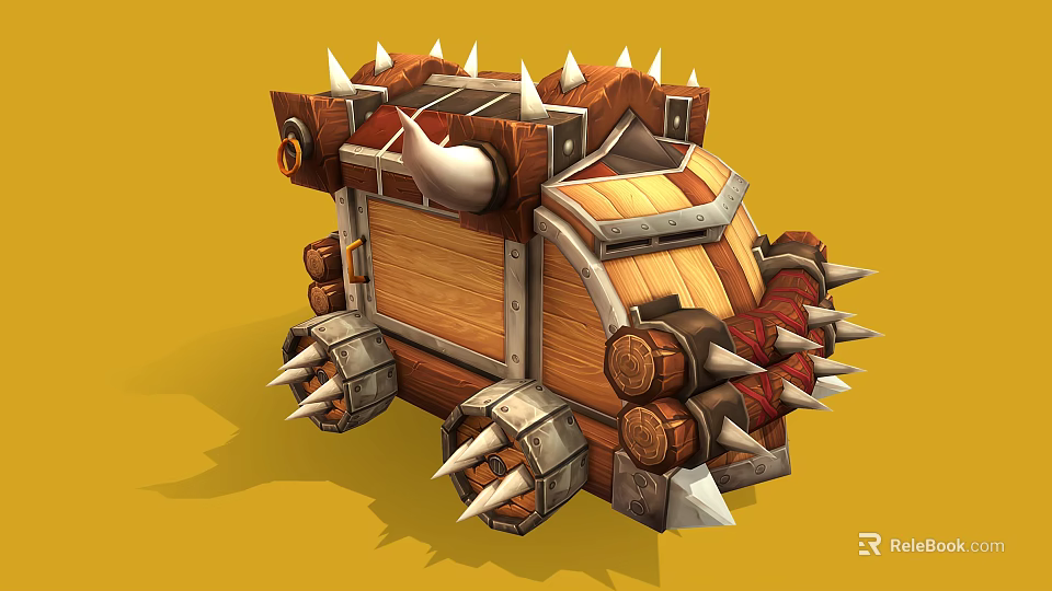 Unique Custom Car With Wooden Panels Metal Spikes And Horn Ornaments Design 3d model 