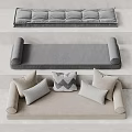 Gray And Beige Sofa Design With Geometric Pattern Cushions And Rolled Arms 3d model