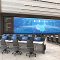 Video monitoring room of command and control center 3d model