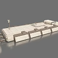 White 3D Submarine Model With Detailed Structure On Gray Background 3d model