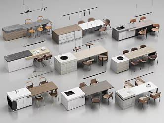 Nakajima Table Dining Table and Chair Combination Island Table Restaurant Sideboard Suspended Island Table One-piece Table Nakajima Table Marble Bar Open Kitchen Cabinet Kitchen Supplies 3d model