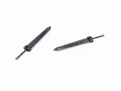 Two Metal Swords With Sharp Blades And Intricate Handles Displayed On White Surface 3d model