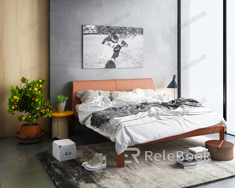 Modern background double bed model