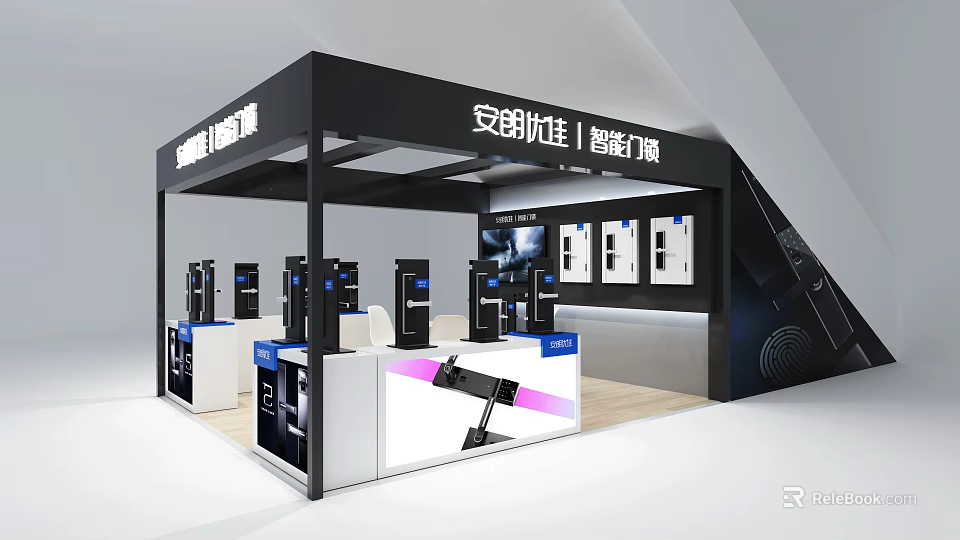Modern Display Cabinet For Smart Door Locks With Exhibition Booth And Product 3d model 