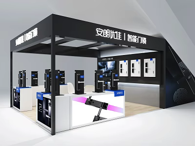 Modern Display Cabinet For Smart Door Locks With Exhibition Booth And Product 3d model