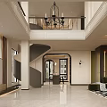 Elegant Modern Living and Dining Room Interior With Sofa Coffee Table And Chandelier
