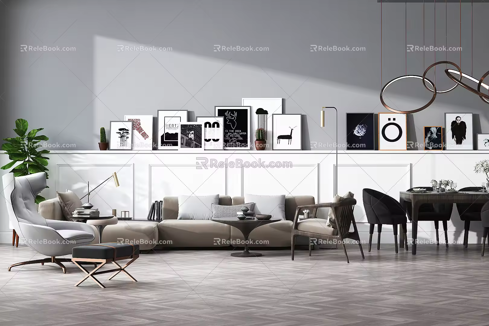 Modern Combination Sofa Sofa Coffee Table Combination 3d model