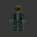 Lego Figure With Red Head Black Eyepatch Black Jacket Gray Inner Shirt And Orange Hands