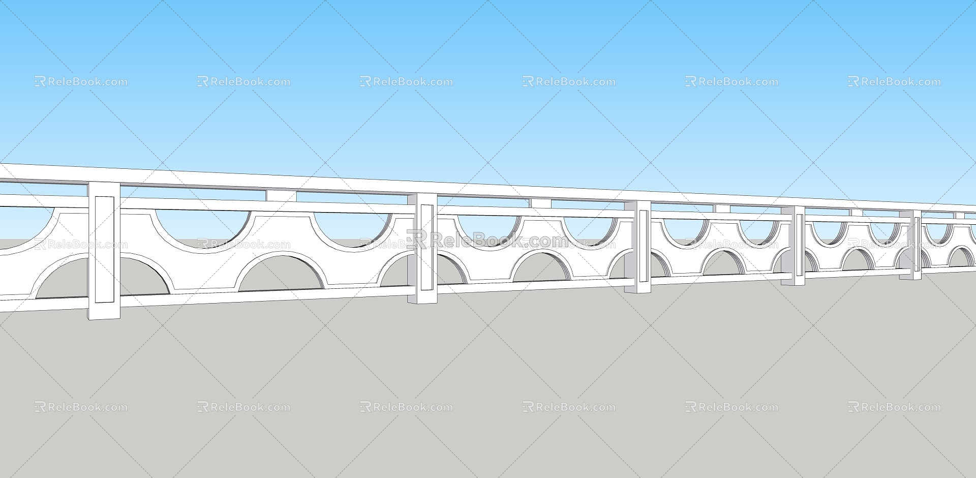 Modern Stone Railing 3d model