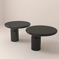 Two Modern Black Side Tables With Round Top And Cylindrical Base Design 3d model