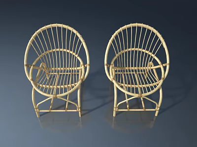 Light Colored Rattan Pet Cabinet With Circular Openwork Design Structure 3d model