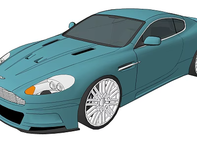 Blue Sports Car Featuring Sleek Aerodynamic Body And Silver Alloy Wheels 3d model