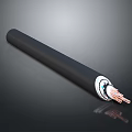 Black Insulated Electrical Cable With Exposed Copper Wires And Durable Outer Sheath 3d model