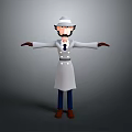 Game Movie Character 3D Model With White Trench Coat Hat And Outstretched Arms