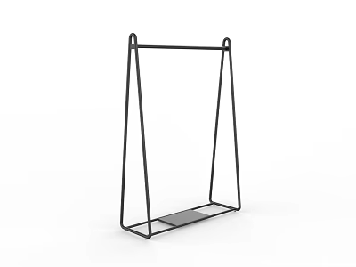 Black Metal Clothing Rack with Stand Design and Bottom Storage Shelf for Home Bedroom Organization 3d model