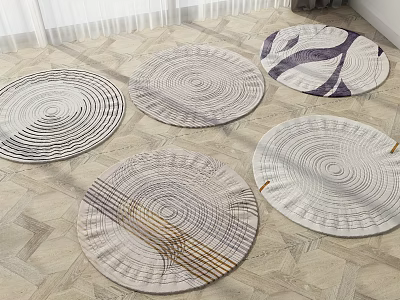 Stylish Round Rugs With Various Circular Patterns And Textured Designs For Home Decor 3d model