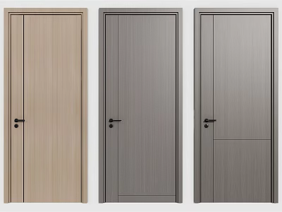 Stylish Hinged Doors Available in Various Colors Wood Grain and Metal Textures 3d model