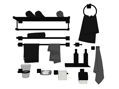 Bathroom Cabinet Rack With Towel Bars Shelves Hooks And Toiletries Storage 3d model