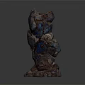 Creature Inspired Standing Rock Structure 3D Model With Crystalline Blue Brown Texture 3d model