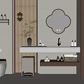 Elegant Modern Bathroom Cabinet Interior With Clover Shaped Backlit Mirror Marble Countertop And Towels