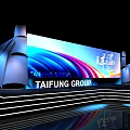 TAIFUNG GROUP Future Sailing Stage Photo Check-in Spot With Colorful Wave Background And Sailboat Decorations