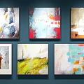 Colorful Abstract Paintings With Diverse Styles Hanging On Wall For Modern Decor