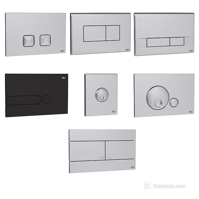 Modern Switch Panels With Various Designs Silver Black And Different Button Layouts 3d model 