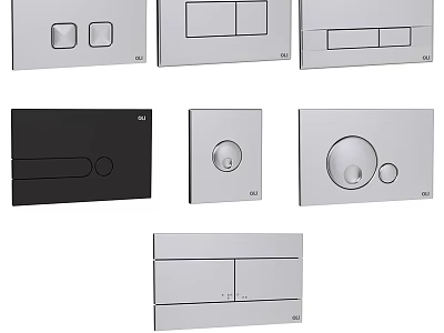 Modern Switch Panels With Various Designs Silver Black And Different Button Layouts 3d model