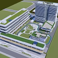 Modern Office Building Complex With Green Roof Open Courtyard And Surrounding Gardens