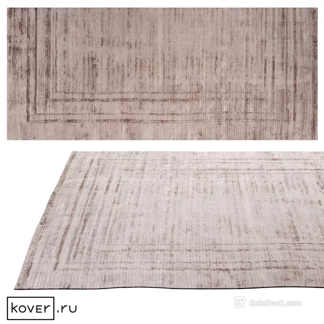 Modern Square Carpet With Neutral Tones And Geometric Border Patterns 3d model 